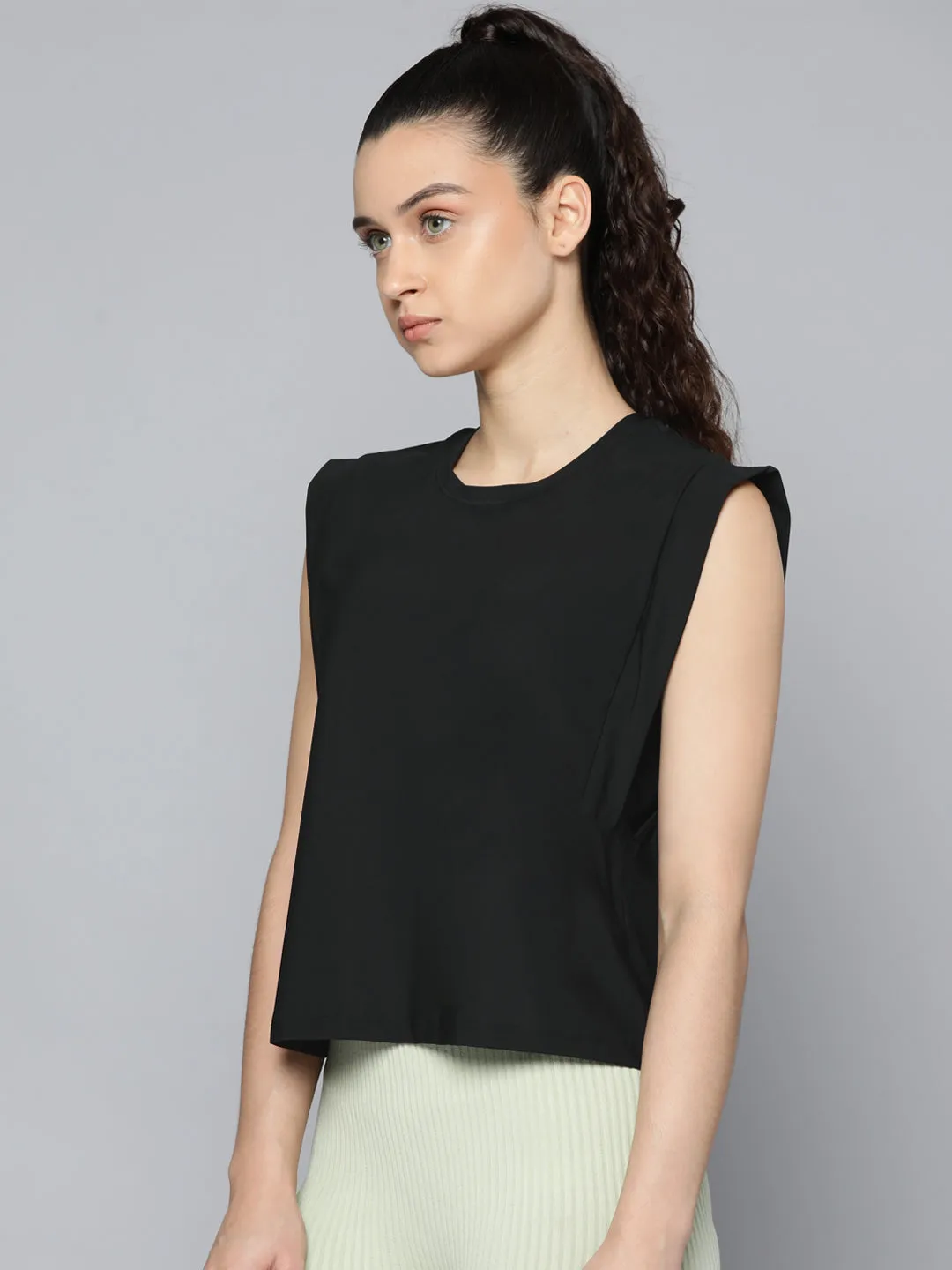 Fitkin womens black boxy tank top