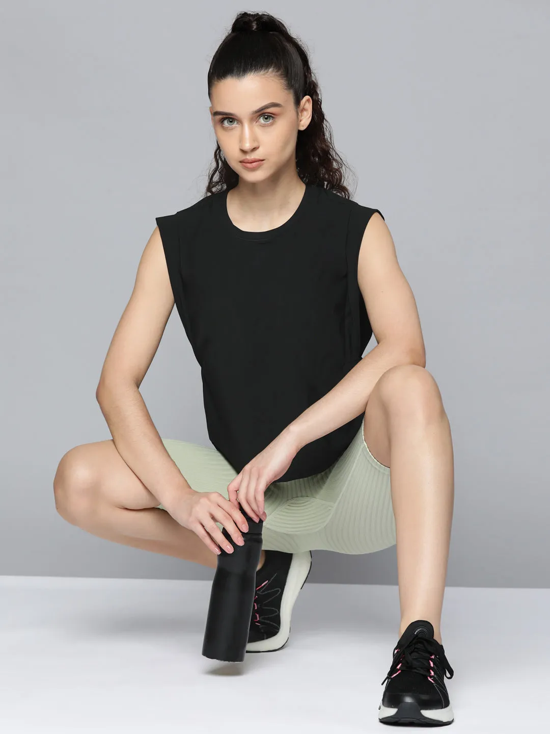 Fitkin womens black boxy tank top
