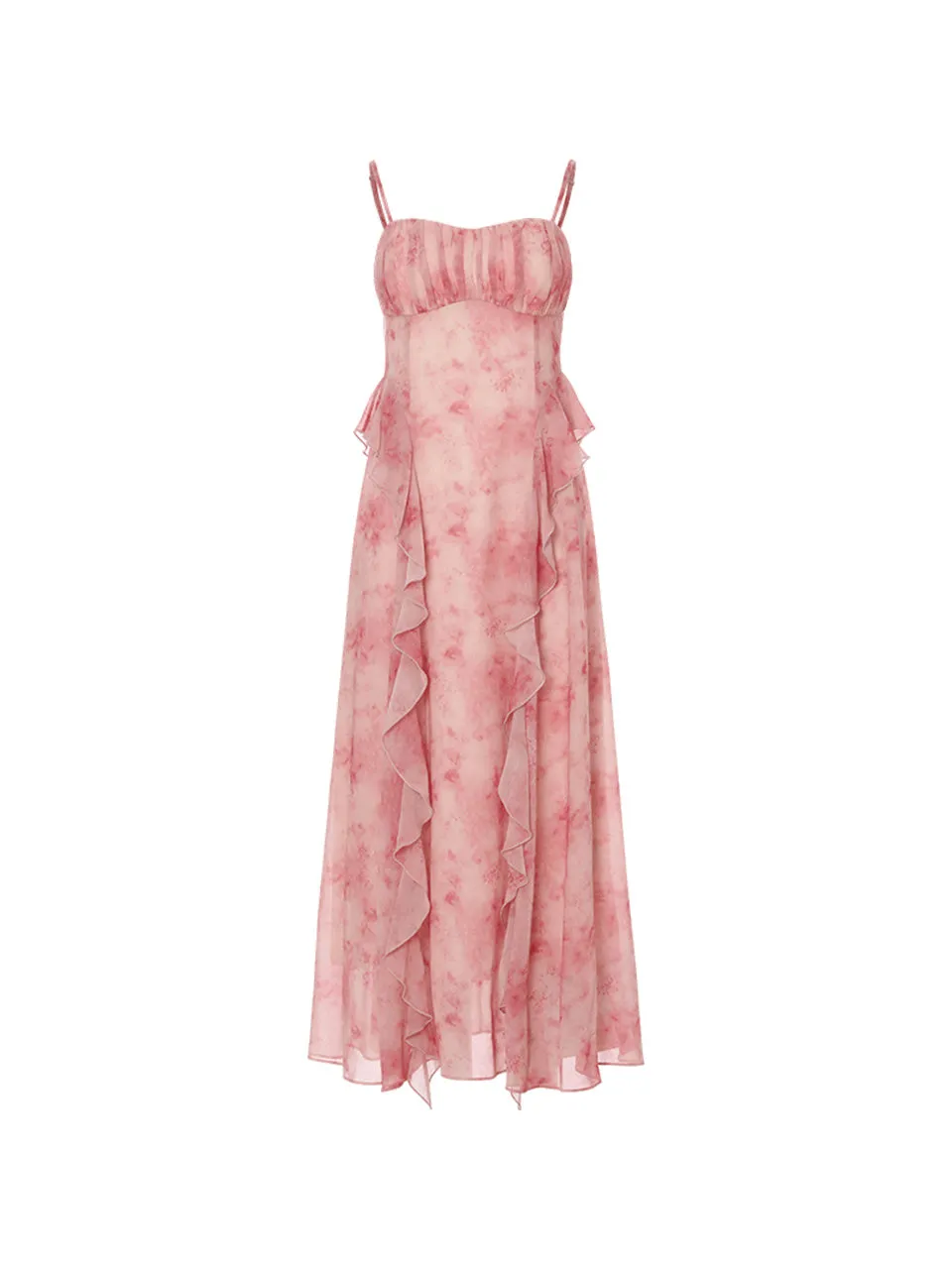 Flamingo ruffle long dress