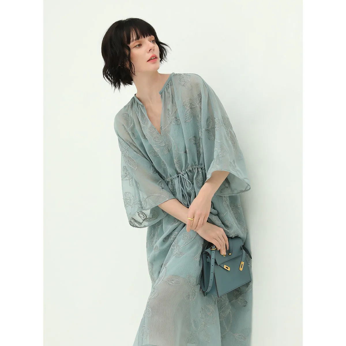 Flimsy Sheer Blue Two Piece Dress