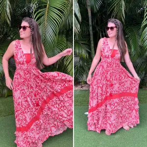 Floral Maxi Dress in Rust