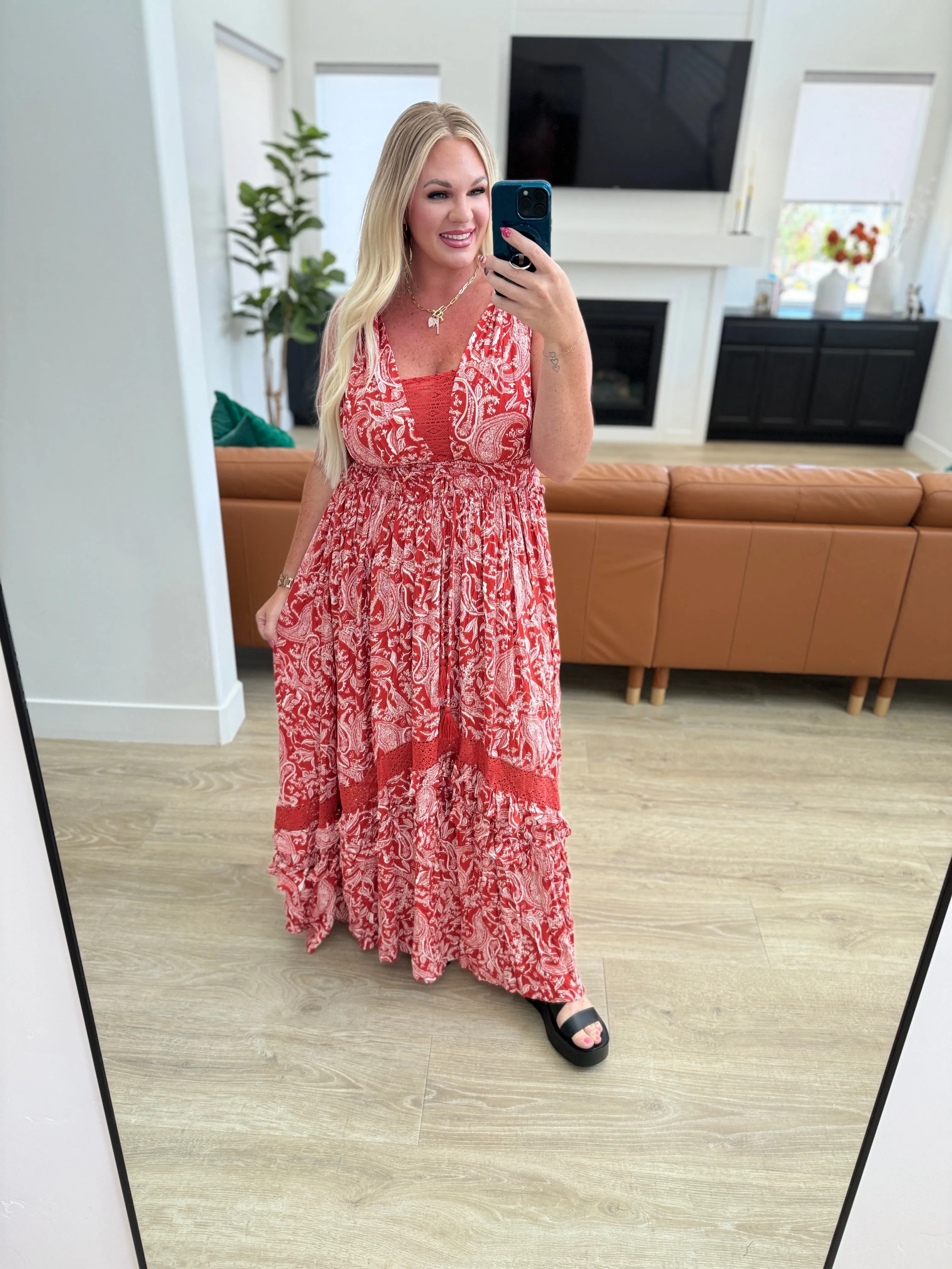 Floral Maxi Dress in Rust
