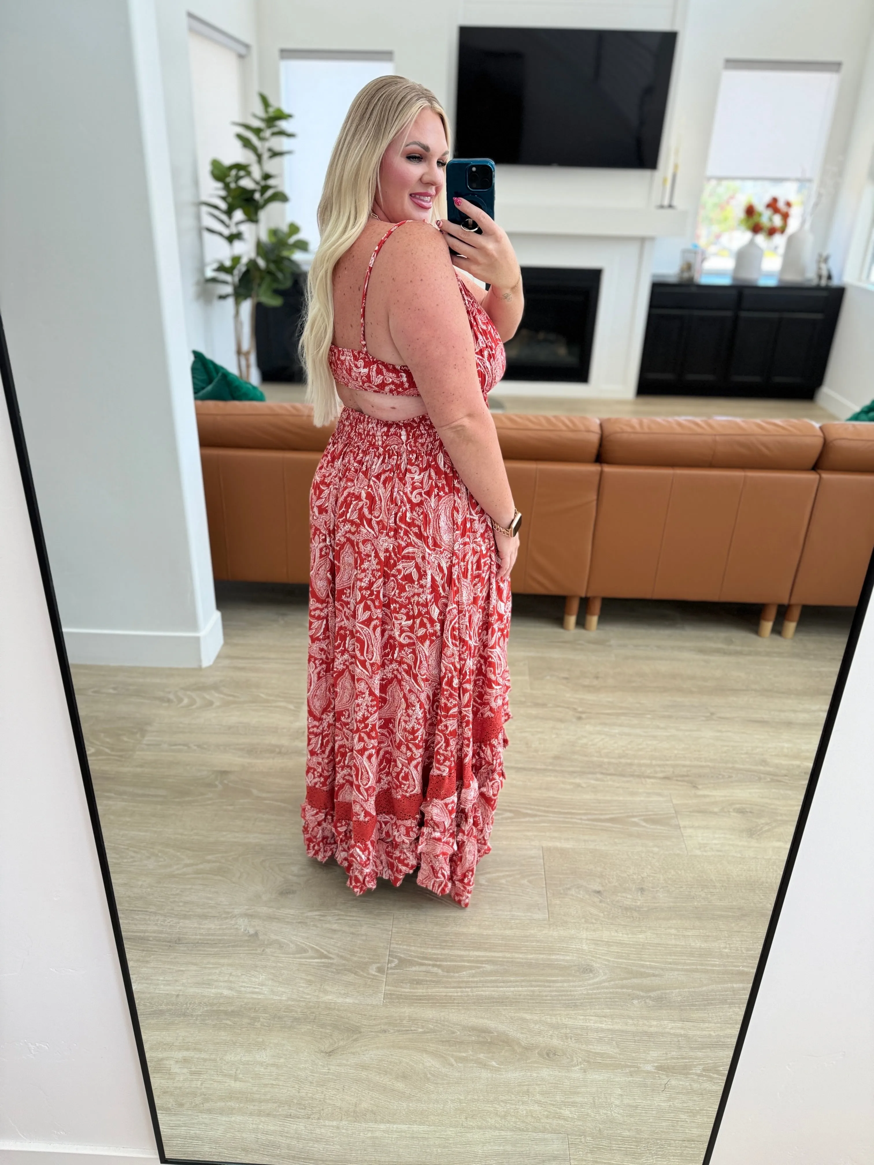 Floral Maxi Dress in Rust
