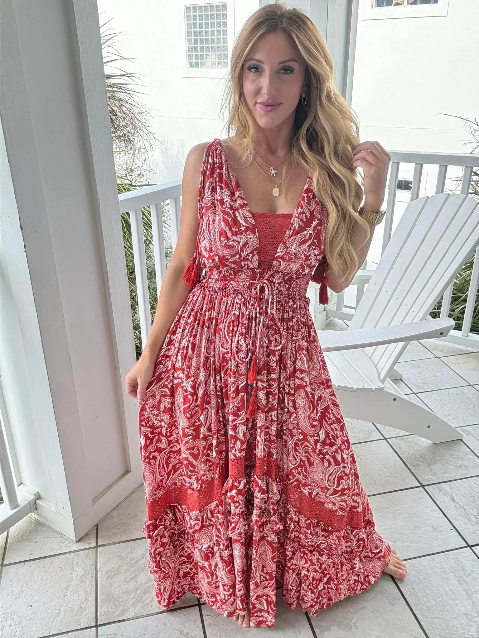 Floral Maxi Dress in Rust