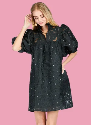 Floral Organza High Neck Dress