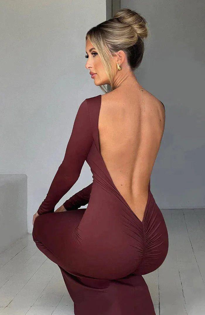 Floweis™ – Plunge Neck Maxi Dress