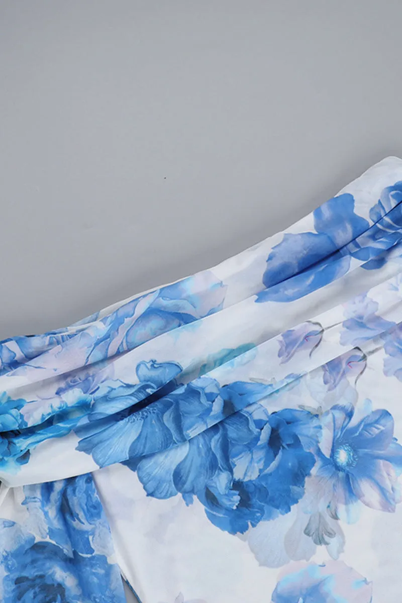 Flower Off Shoulder Long Sleeve Bodycon Mini Dress