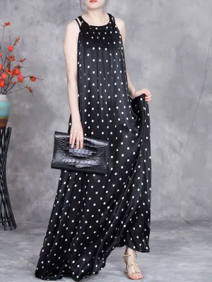 FLYTONN- Women Summer Elegant Dot Loose Vest Maxi Dress OP1031