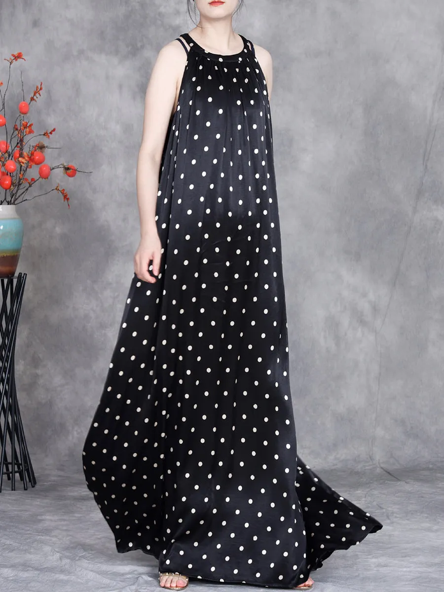FLYTONN- Women Summer Elegant Dot Loose Vest Maxi Dress OP1031