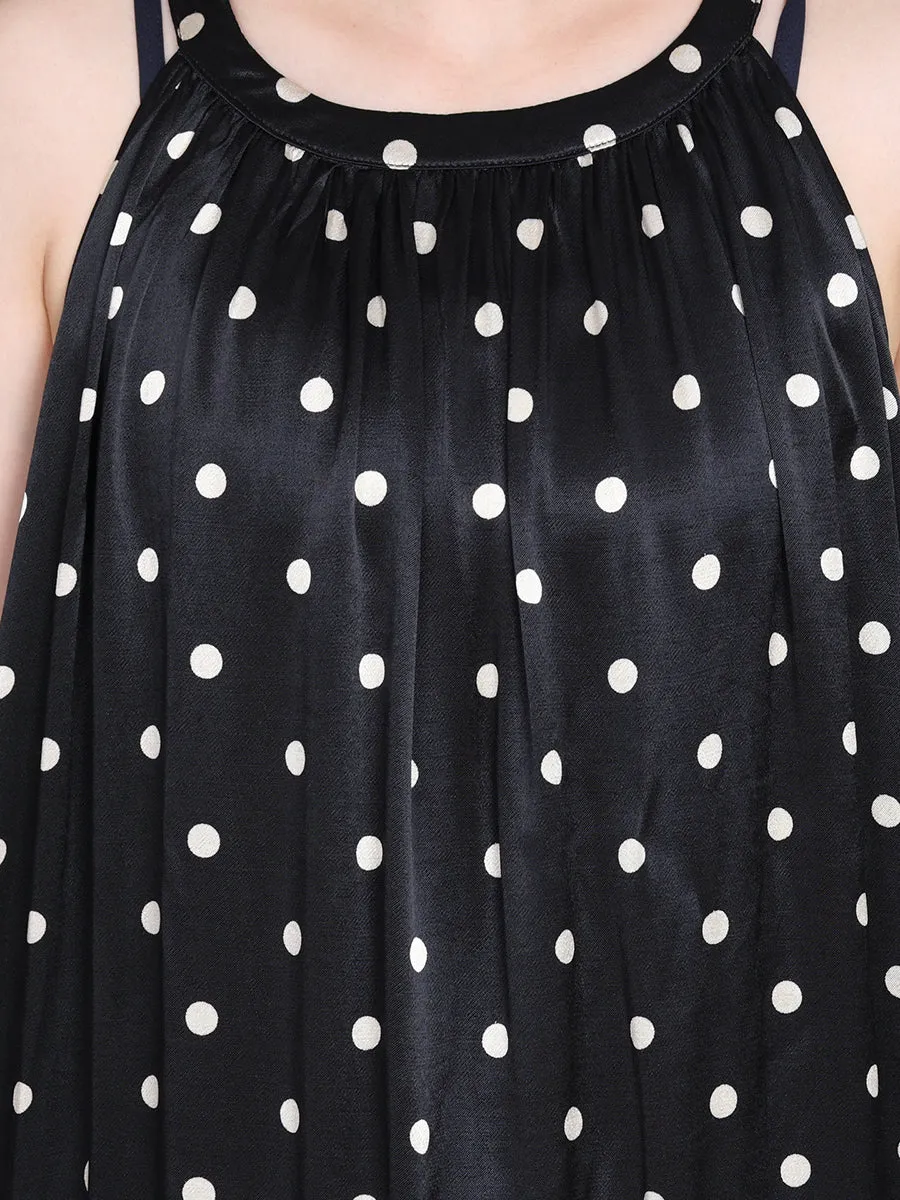 FLYTONN- Women Summer Elegant Dot Loose Vest Maxi Dress OP1031