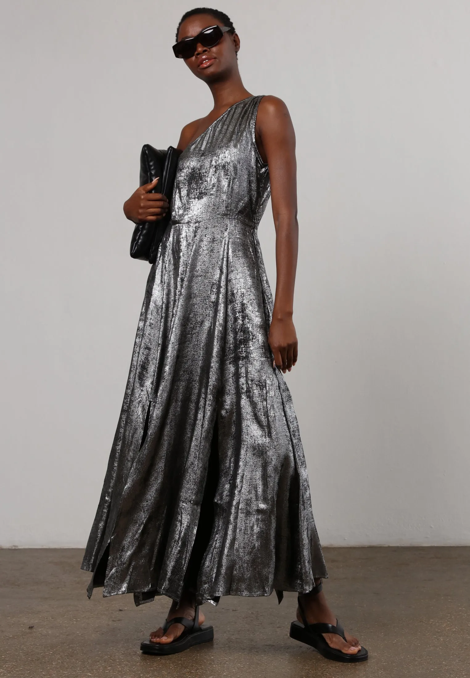 FOLD MAXI DRESS SILVER FOIL
