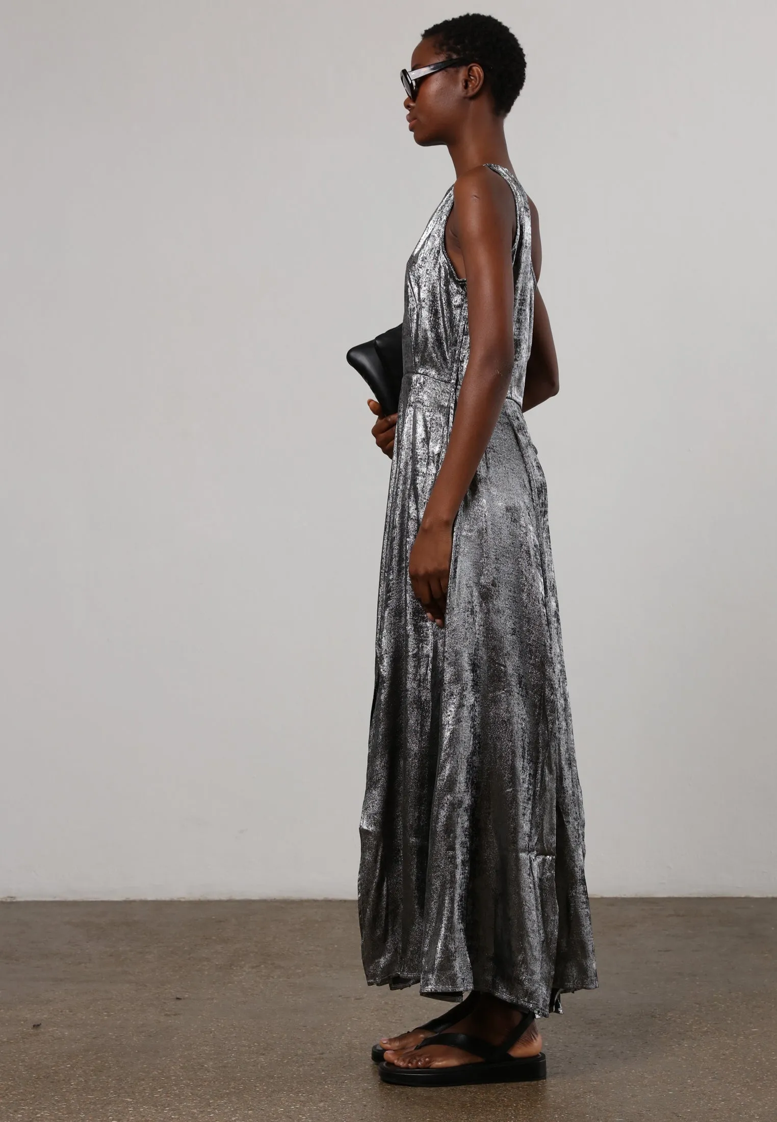 FOLD MAXI DRESS SILVER FOIL