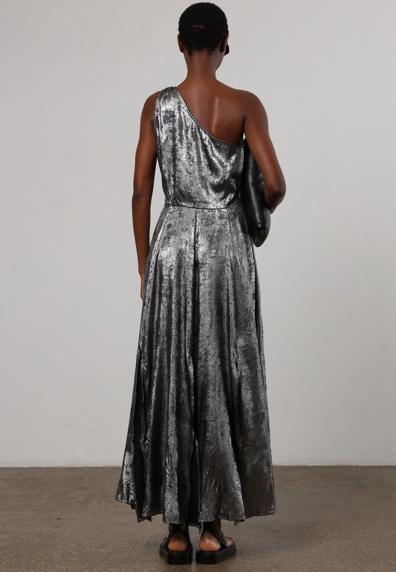 FOLD MAXI DRESS SILVER FOIL