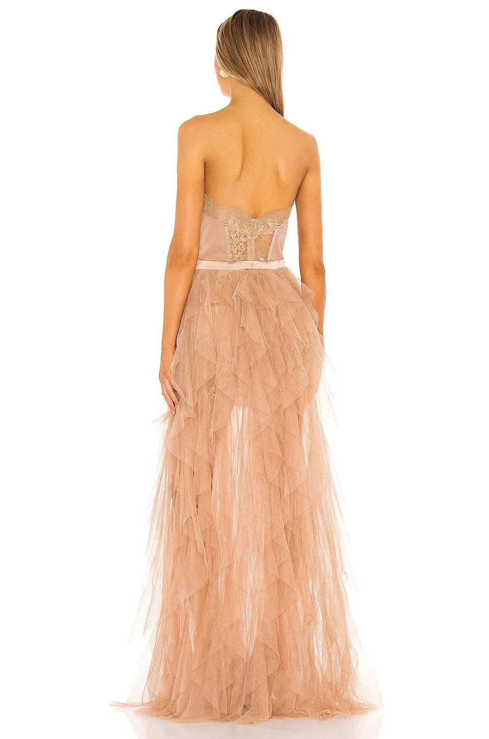 For Love & Lemons X REVOLVE Bustier Gown Dress in Warm Taupe