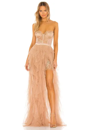 For Love & Lemons X REVOLVE Bustier Gown Dress in Warm Taupe