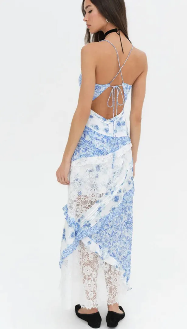 For Love and Lemons Rosalyn Floral Maxi Dress | Blue
