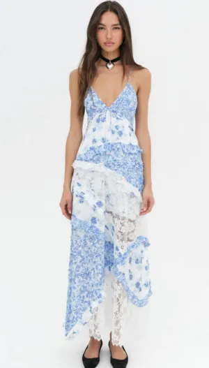 For Love and Lemons Rosalyn Floral Maxi Dress | Blue