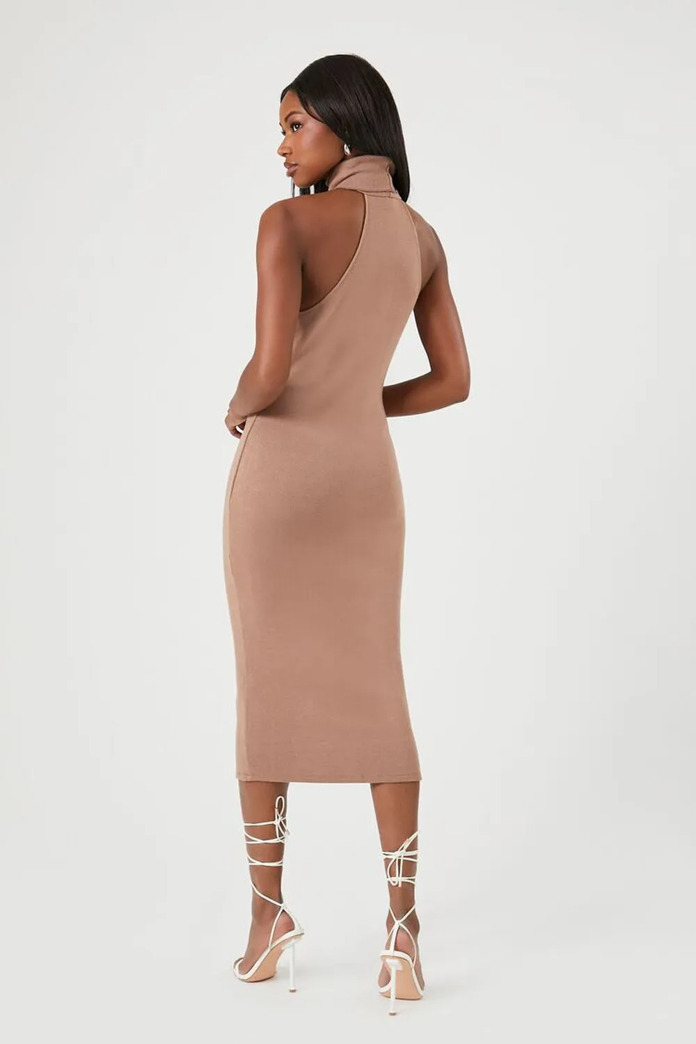 Forever 21 Bodycon Midi Dress with Turtleneck, Taupe
