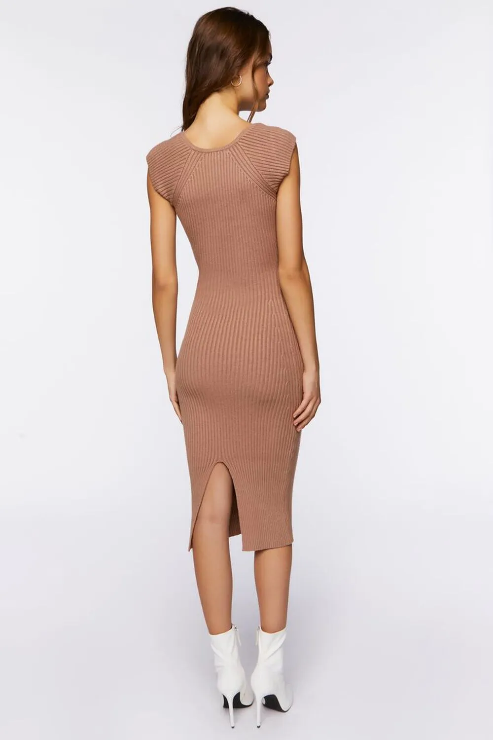 Forever 21 Ribbed Sweater Midi Dress, Taupe