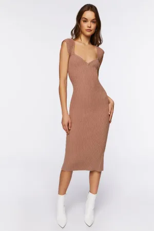 Forever 21 Ribbed Sweater Midi Dress, Taupe