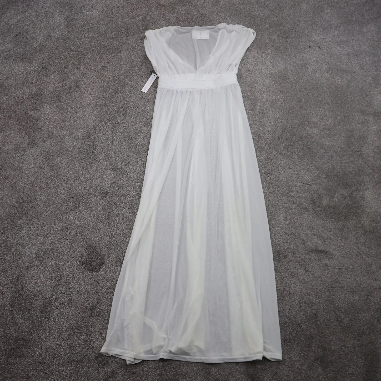 Forever 21 Womens Mesh Layered Cover Up Maxi Dress Sleeveless Cream Size S NWT