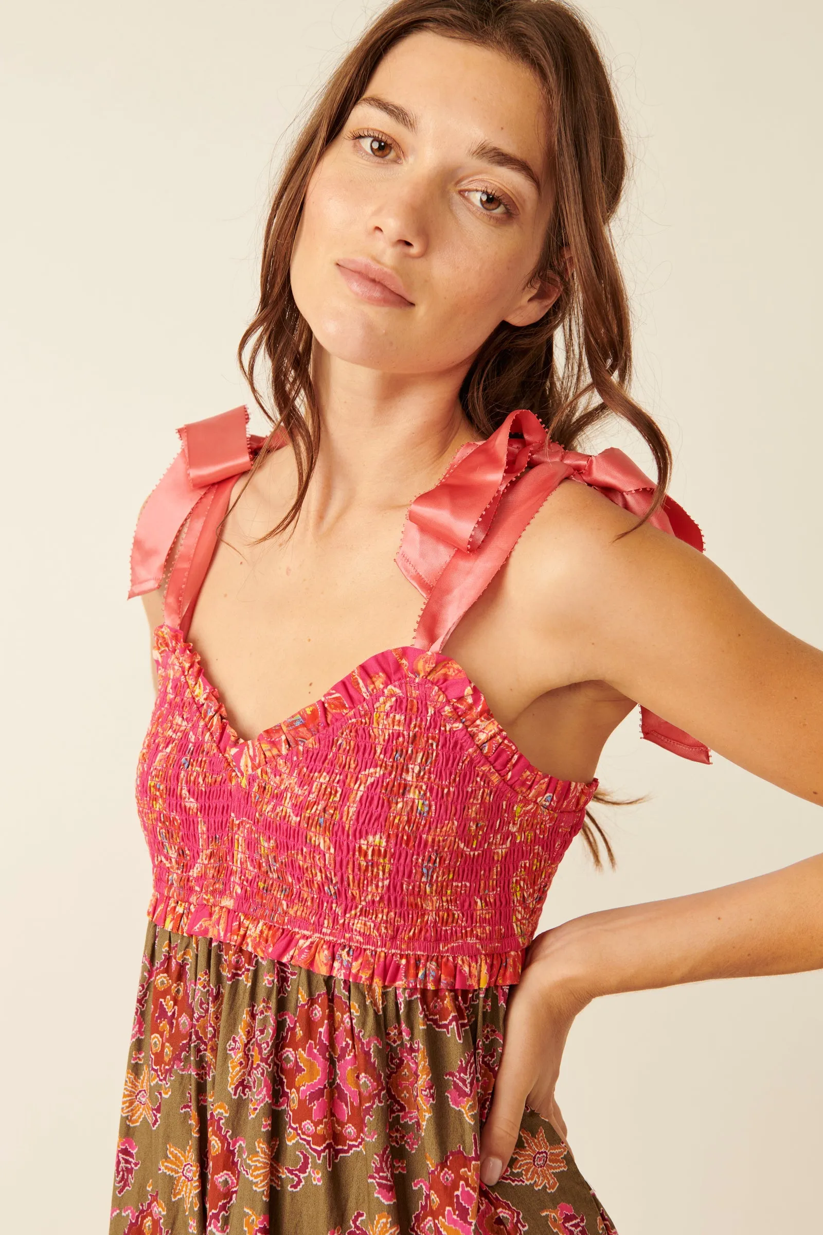 Free People Bluebell Maxi Dress in Magenta Combo