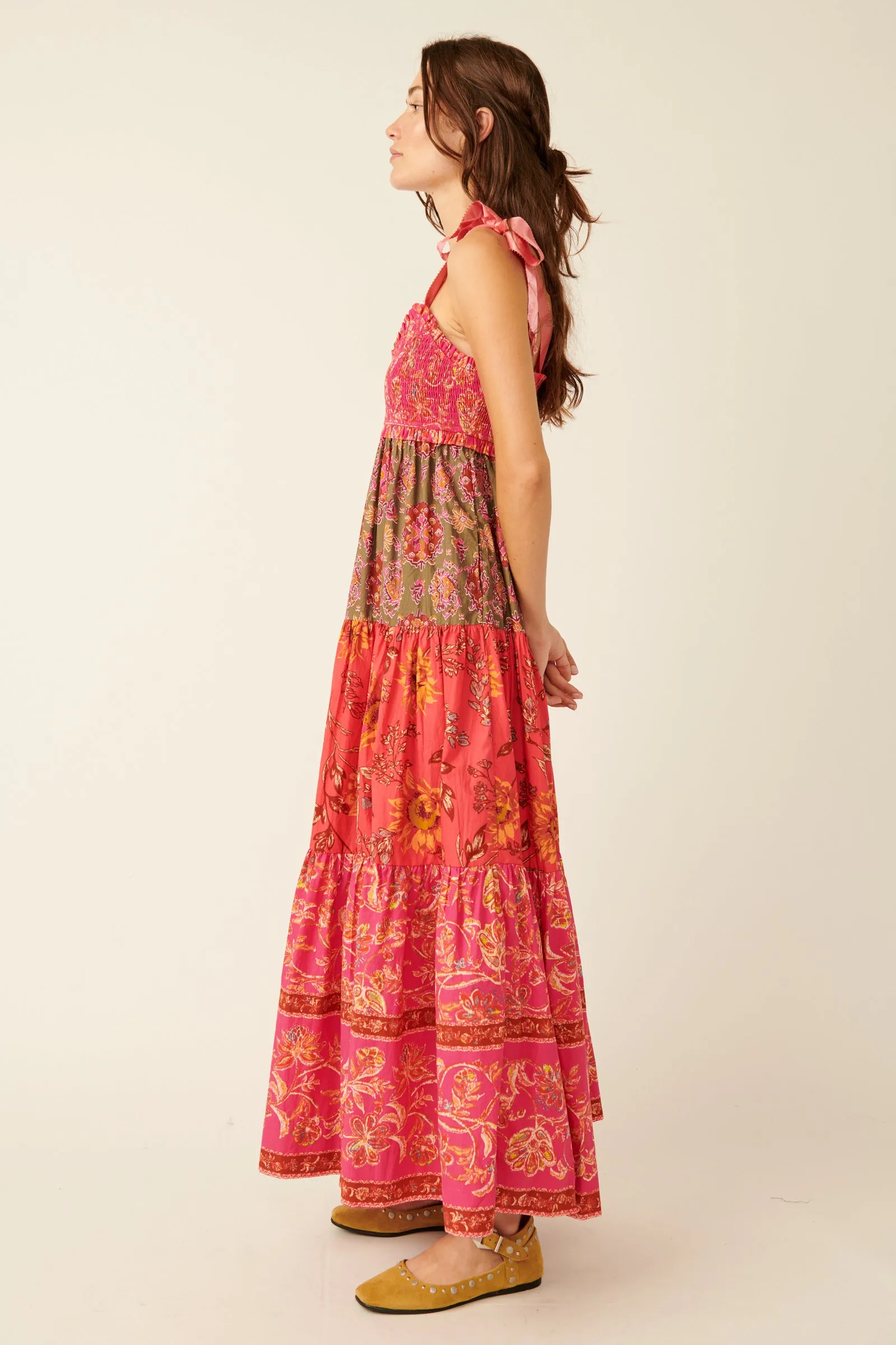 Free People Bluebell Maxi Dress in Magenta Combo