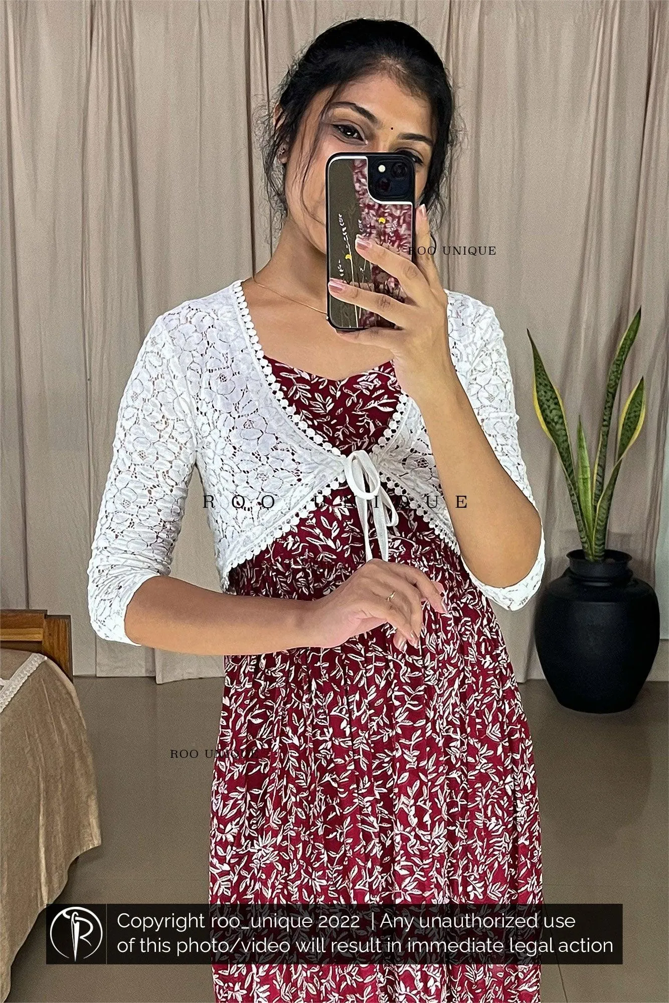 Front Tied White Net Shrug Only