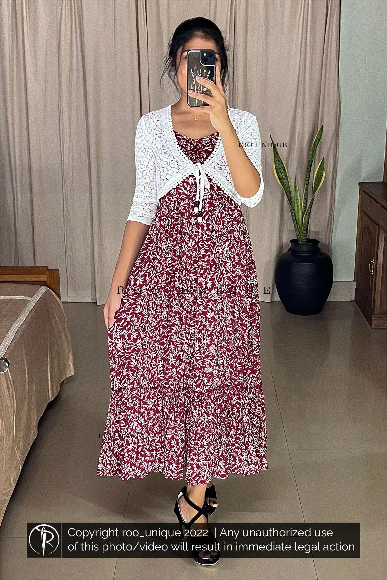 Front Tied White Net Shrug Only