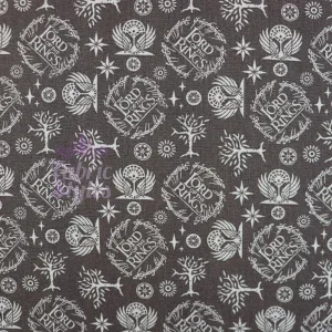 FS982_2 Lord The Of The Rings Logo in Taupe - Cotton