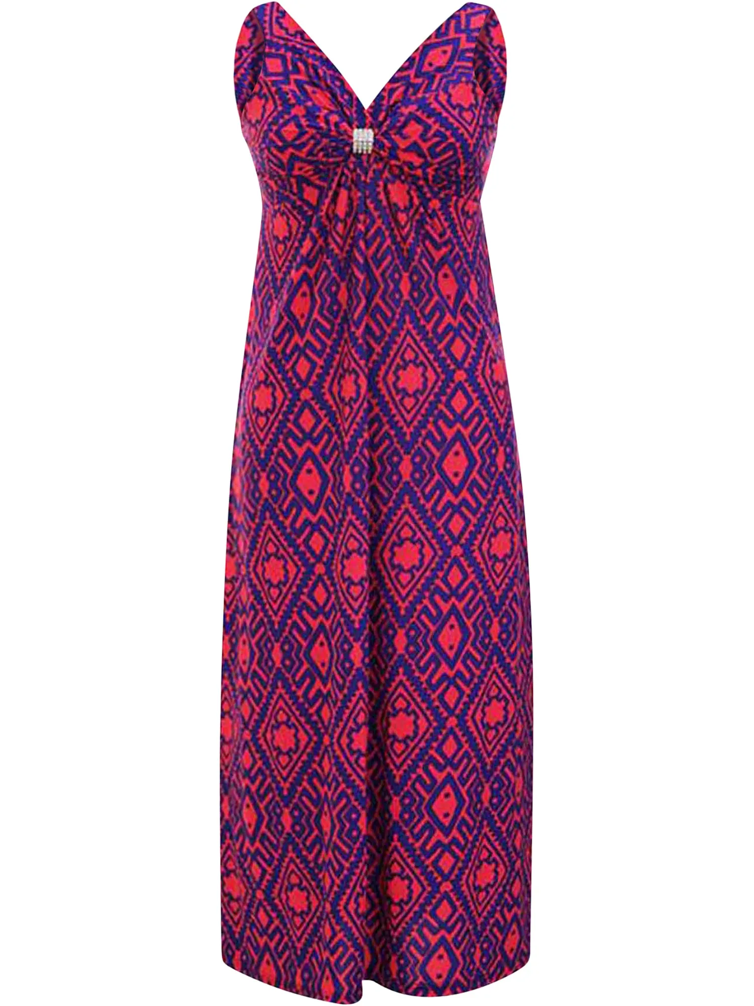 Fuchsia & Navy Bohemian Sleeveless Long Maxi Dress Size Medium