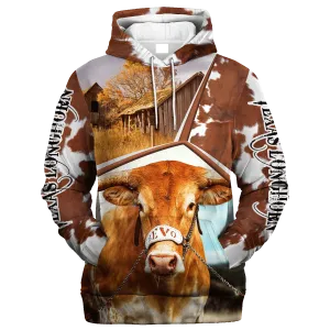 Funny Texas Longhorn Farm In The Fall Hoodie, Texas Longhorn Hoodie 3D All Over Print Men Women