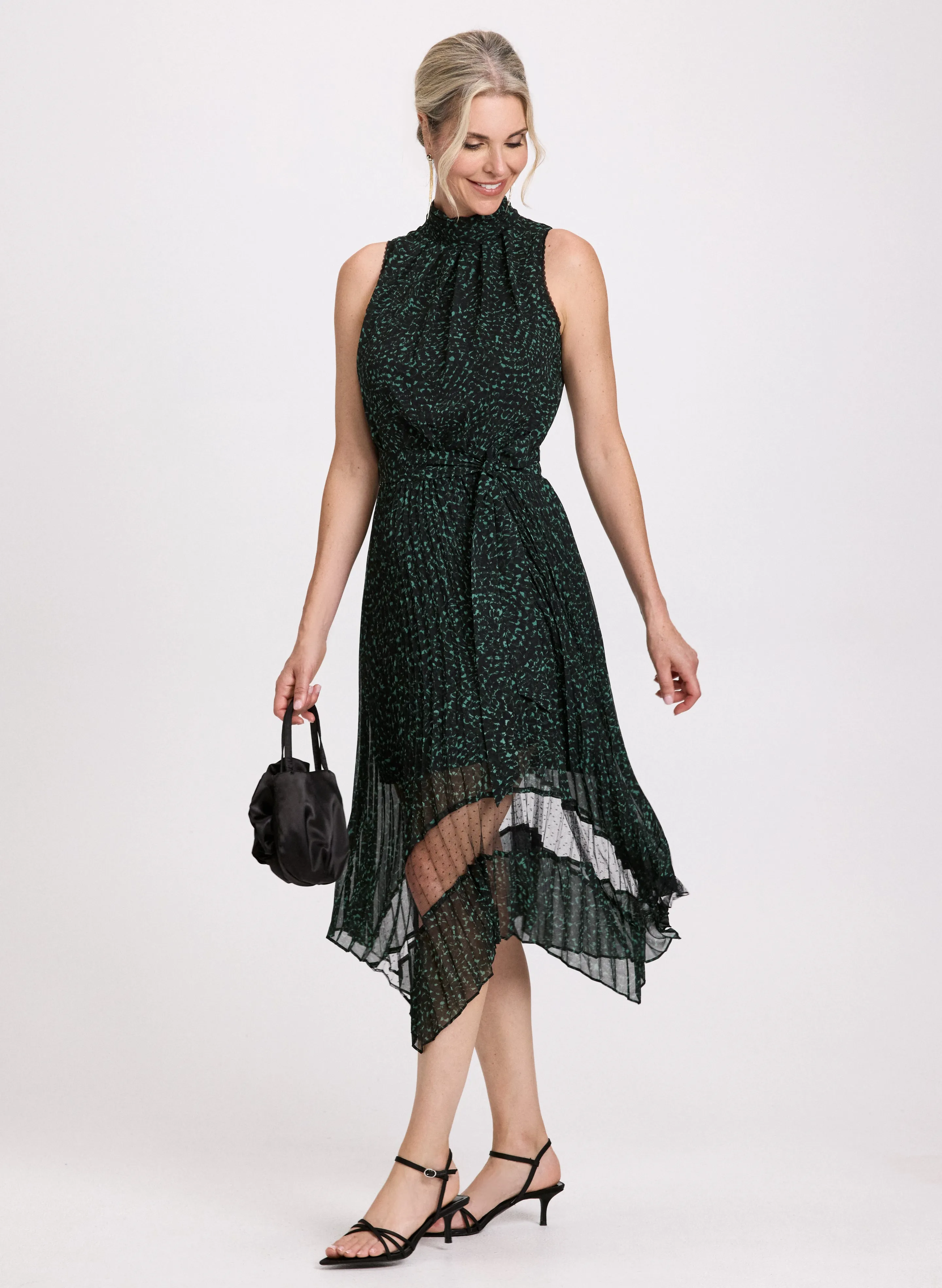 Geometric Print Midi Chiffon Dress