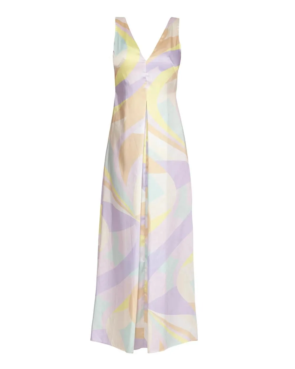 Geometric V-Neck Long Dress