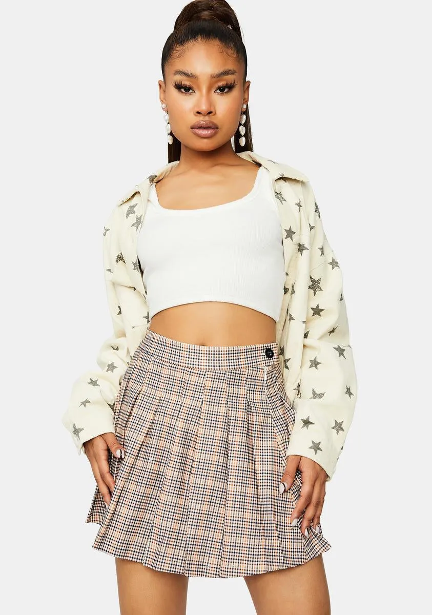 Getting Ideas Pleated Plaid Mini Skirt
