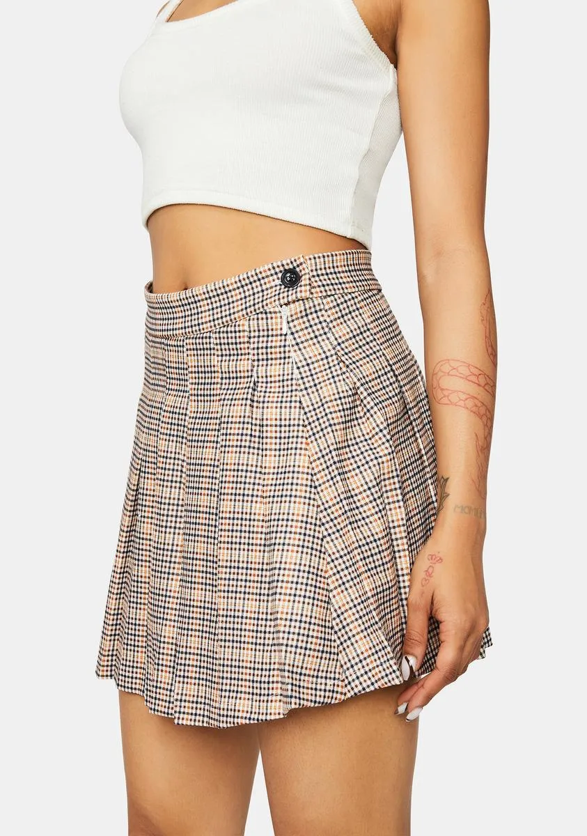 Getting Ideas Pleated Plaid Mini Skirt