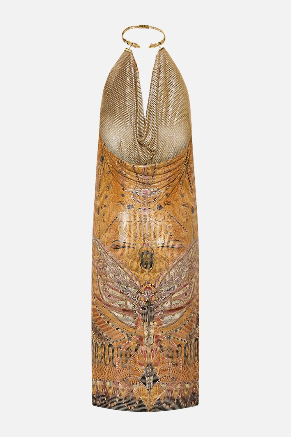 GILDED MESH LONG DRESS WITH NECKPIECE VALLEY OF THE KINGS