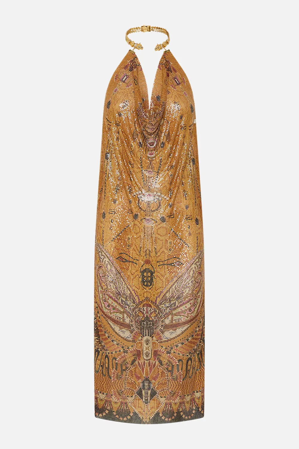 GILDED MESH LONG DRESS WITH NECKPIECE VALLEY OF THE KINGS
