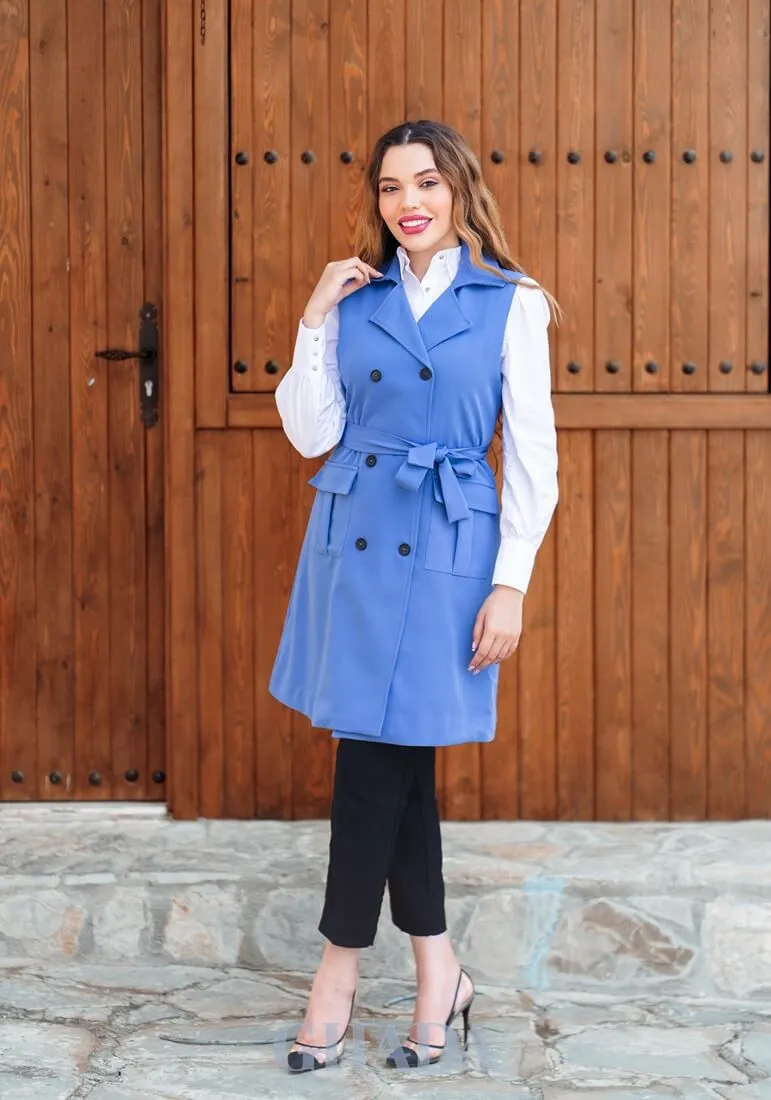 Gilet long classique en bleu