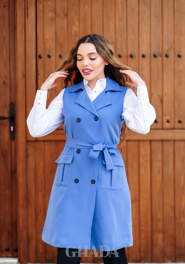 Gilet long classique en bleu