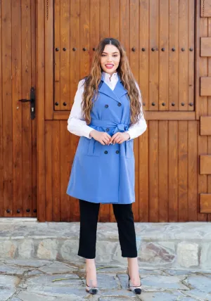 Gilet long classique en bleu