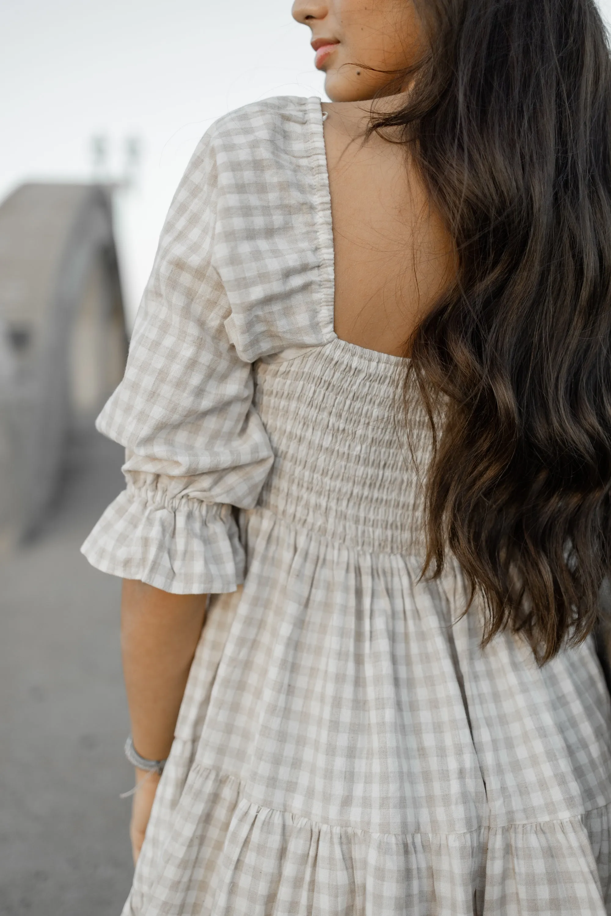 Gingham sweetheart dress
