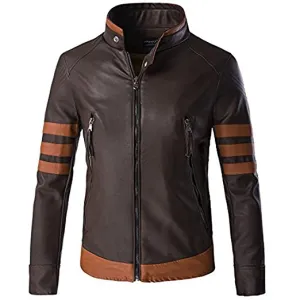 Glestore Mens PU Leather Jacket PY1001 Logans Motorcycle Jackets S-3XL