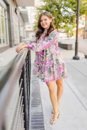 Glitter Dot Smocked Neck Tiered Dress
