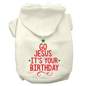 Go Jesus Screen Print Dog Hoodie Cream Xs (8)