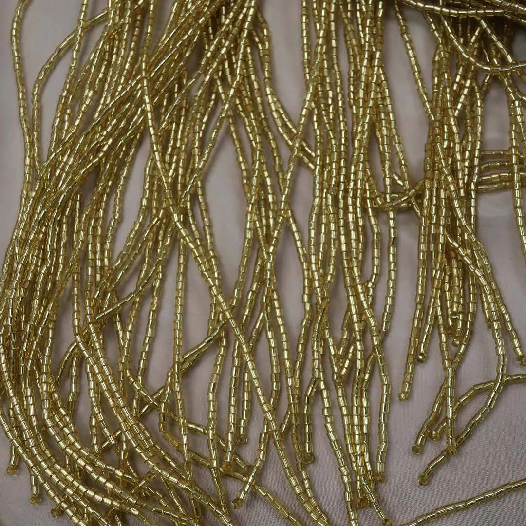 Gold Fringe Beaded Fashion Fabric