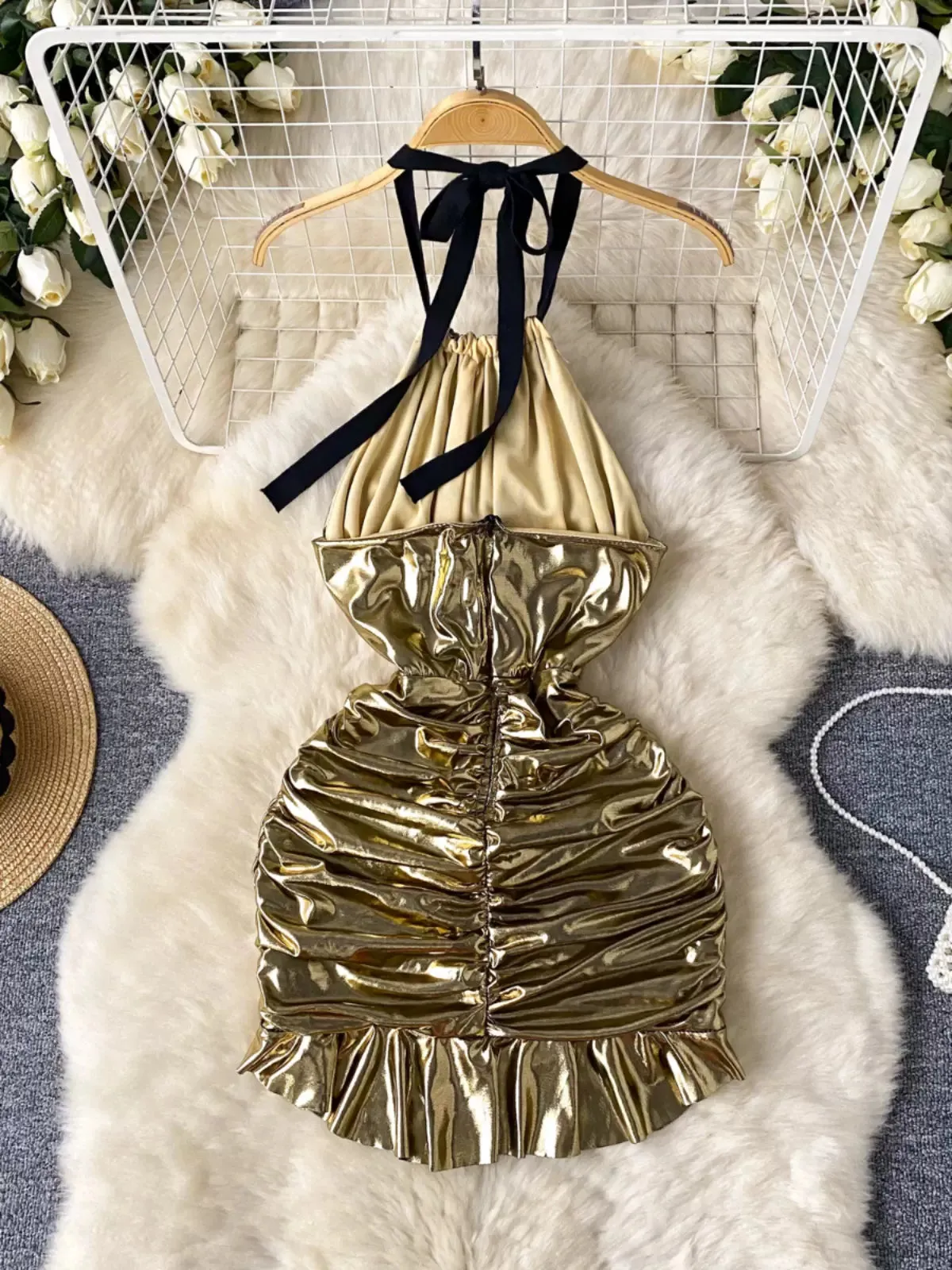 Golden Gala Metallic Bubble Party Dres