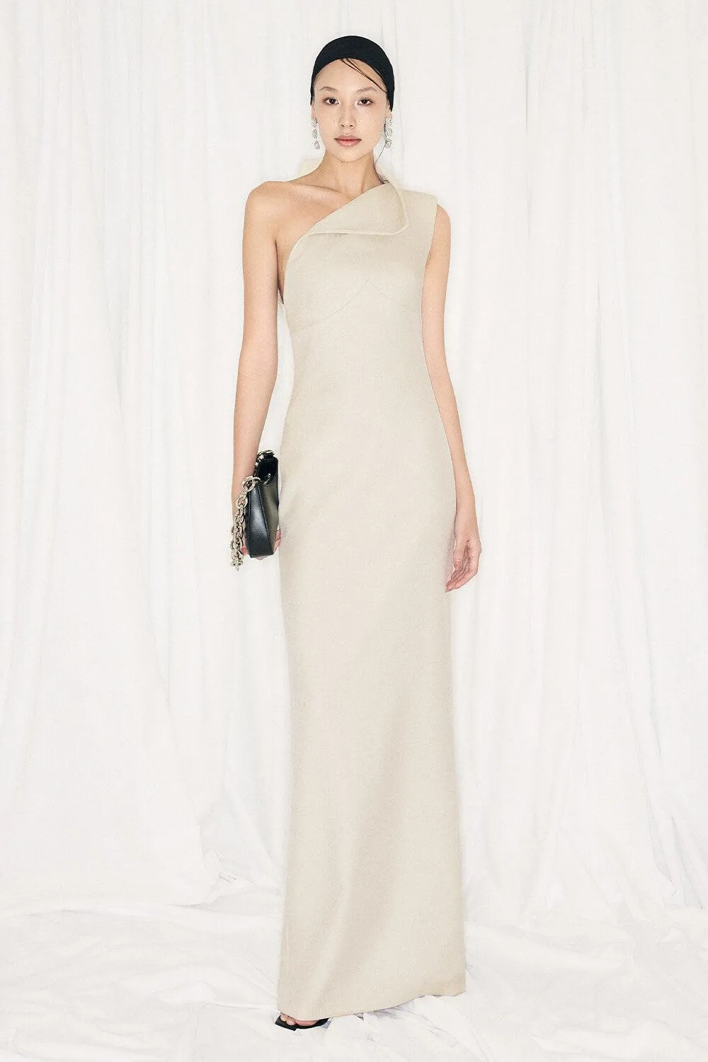 Goldie Sheath One Shoulder Satin Crepe Floor Length Dress