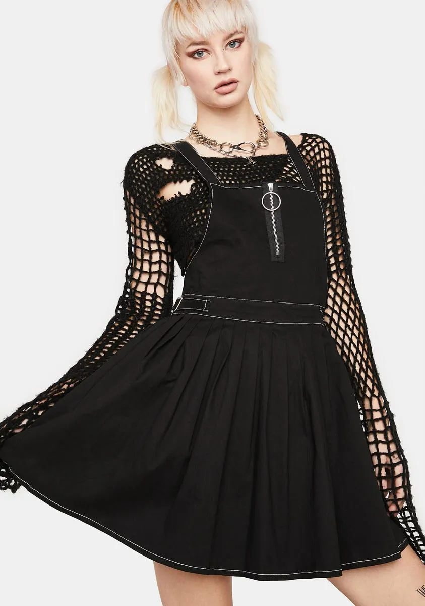 Goth Pleated Twill Pinny Dress