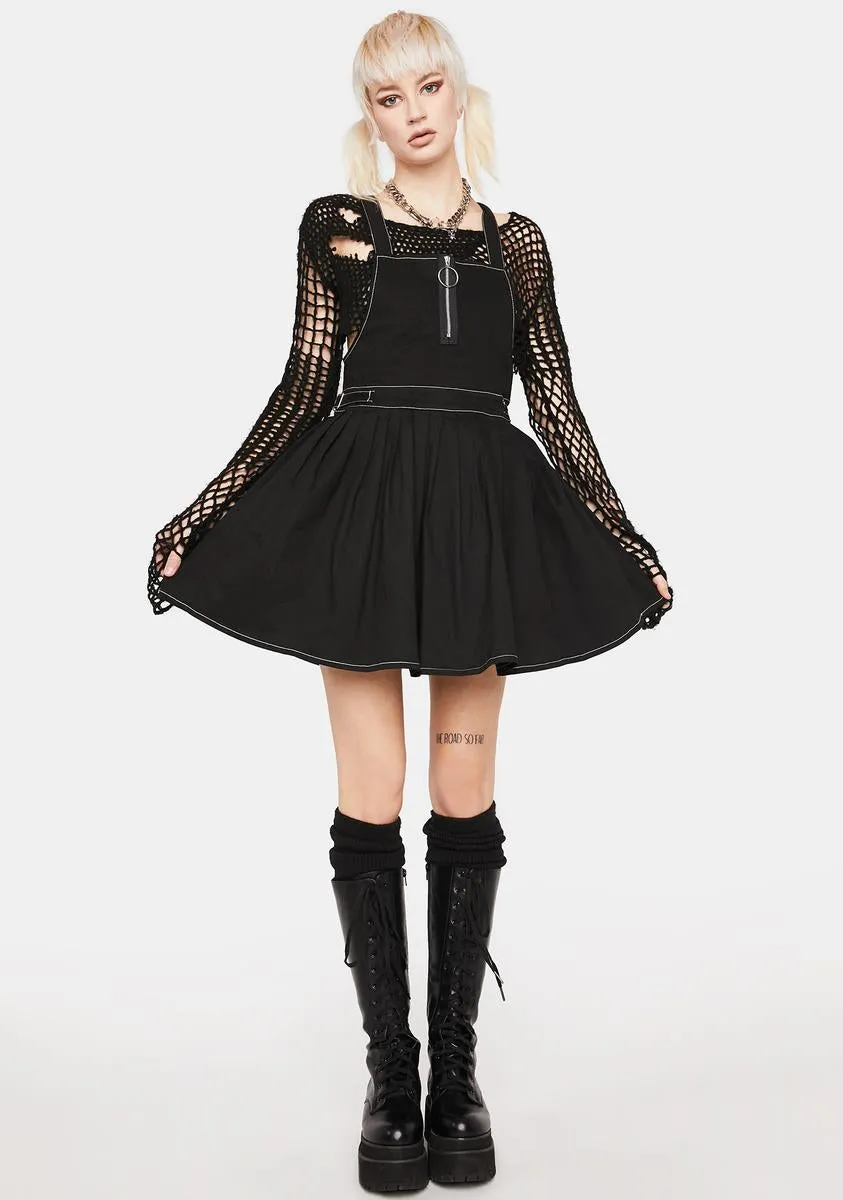Goth Pleated Twill Pinny Dress